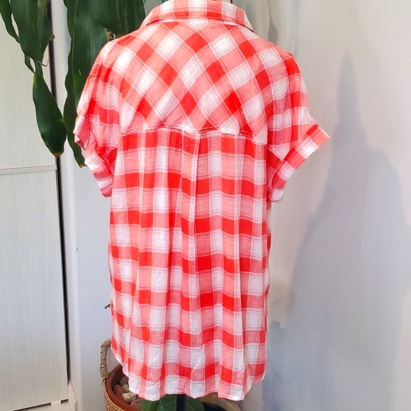 Sanctuary buffalo plaid linen blouse - Picture 3 of 5